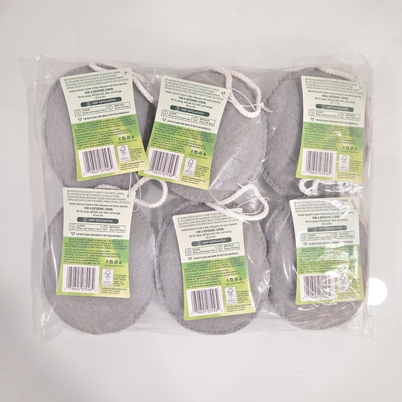 EcoTool Charcoal Exfoliating Puff Bath Sponge Pack of 6 - Picture 4 of 5